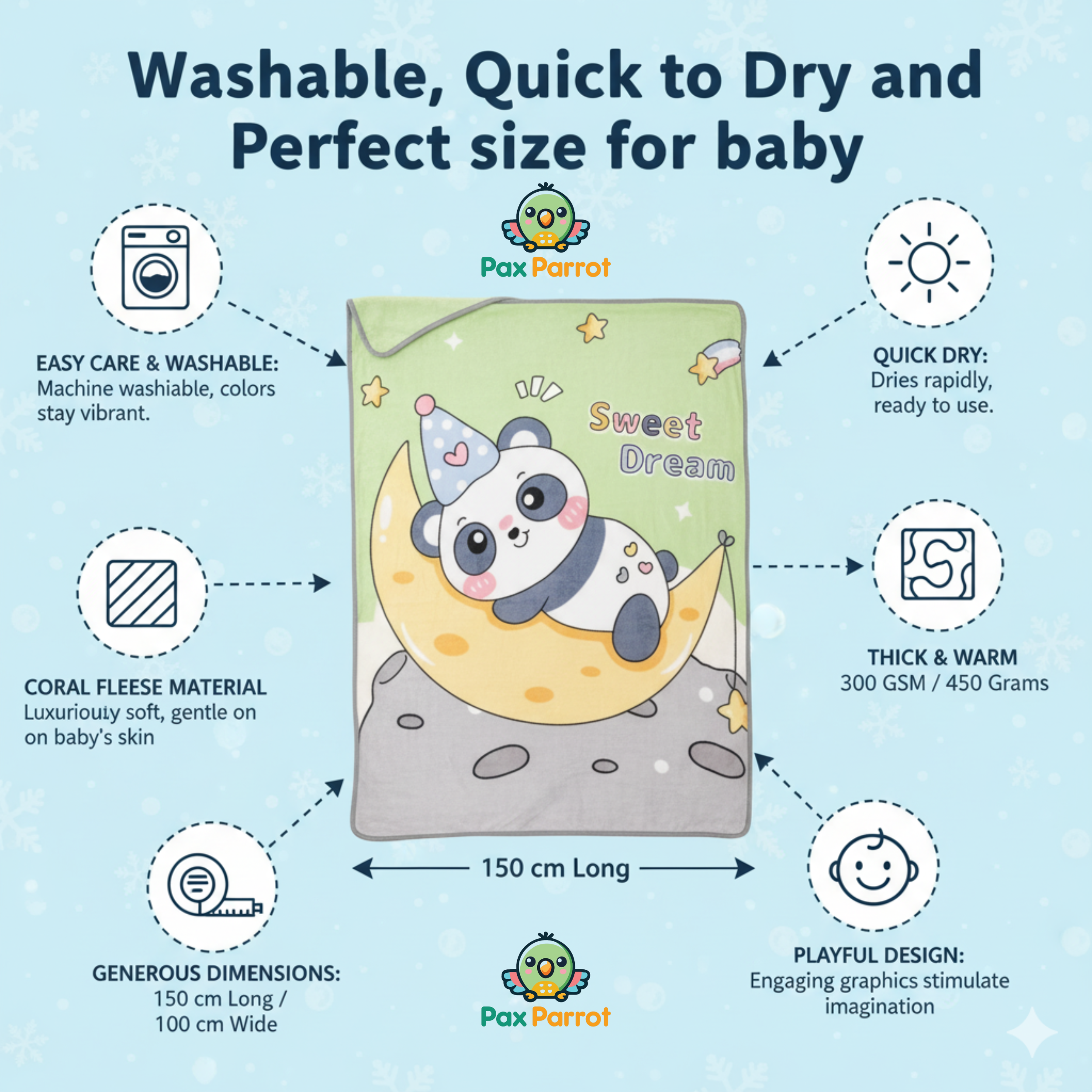 Premium Baby Blanket – Soft Plush 150×100 cm for Newborns & Kids