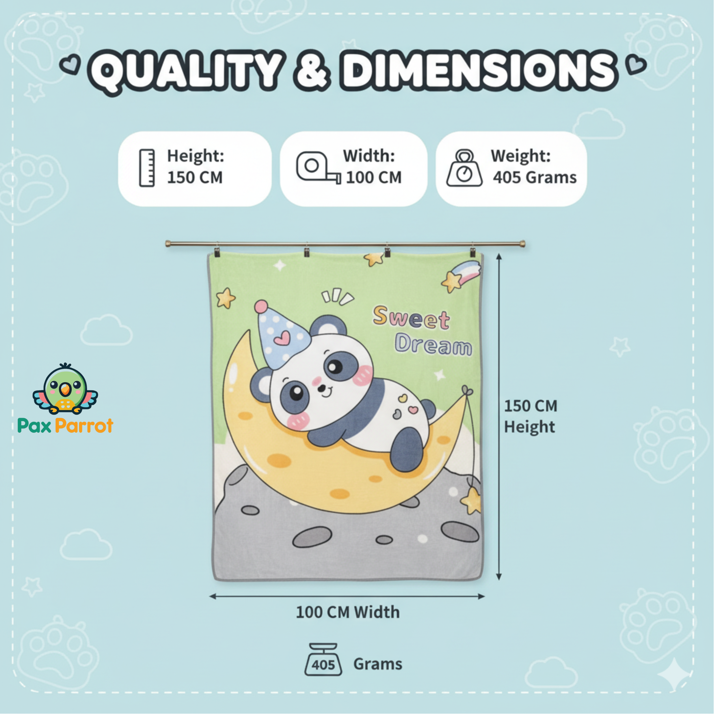 Premium Baby Blanket – Soft Plush 150×100 cm for Newborns & Kids