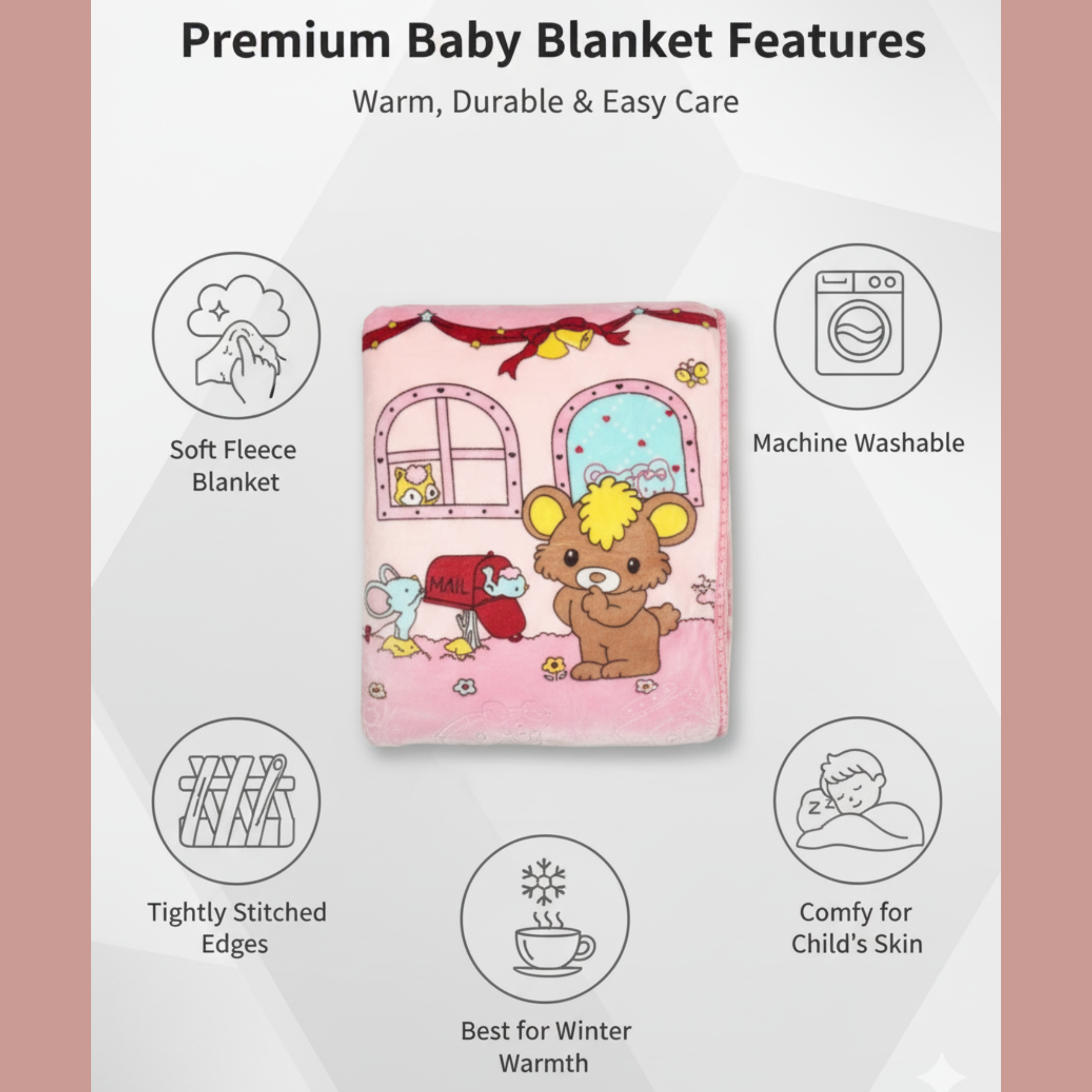 Premium Baby Blanket – Ultra Soft 675 g Plush Blanket for Newborns & Kids