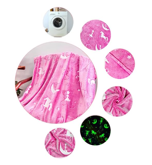 Unicorn Design Night Glow Baby Blanket for Kids