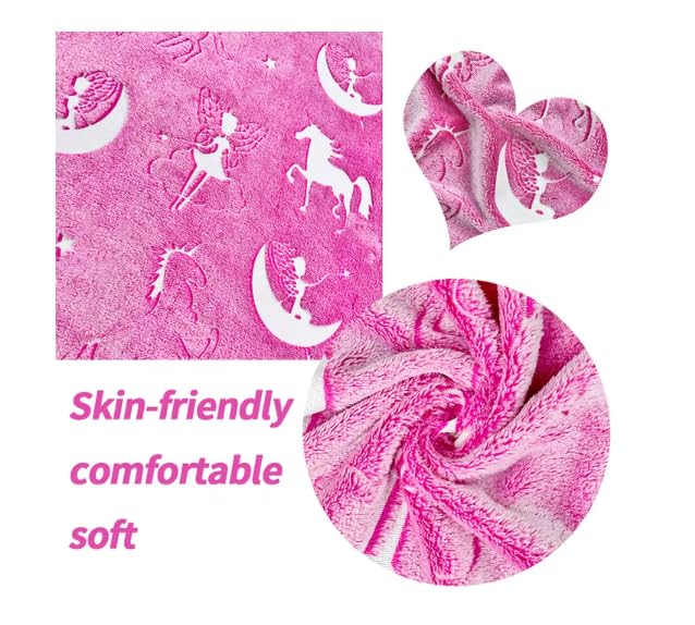 Unicorn Design Night Glow Baby Blanket for Kids
