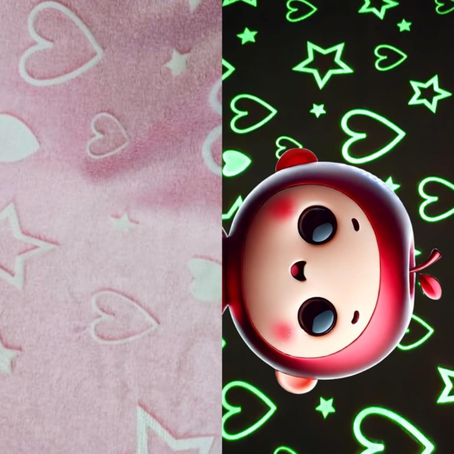Stars & Hearts Design Small Night Glow Baby Blanket for Kids