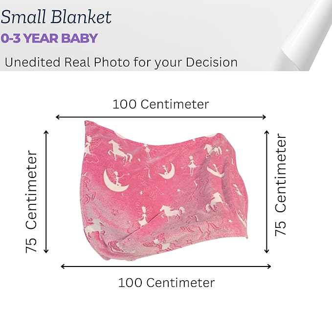 Unicorn Design Night Glow Baby Blanket for Kids