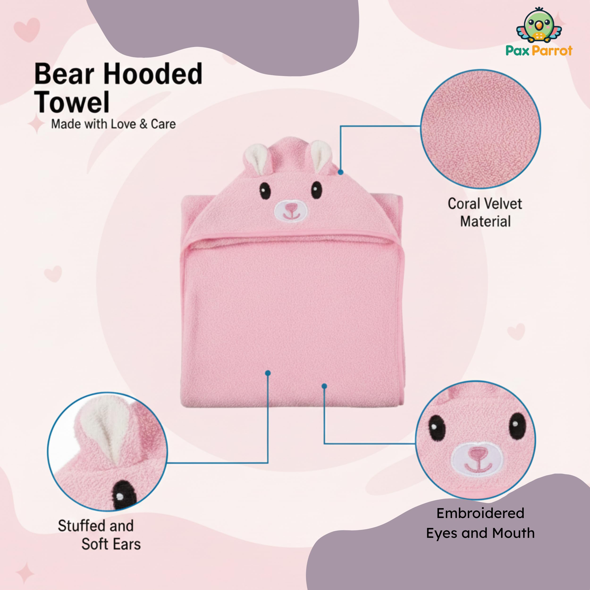 Hooded Baby Towels – 280 GSM Soft Cotton Bath Wraps
