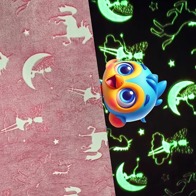 Unicorn Design Night Glow Baby Blanket for Kids