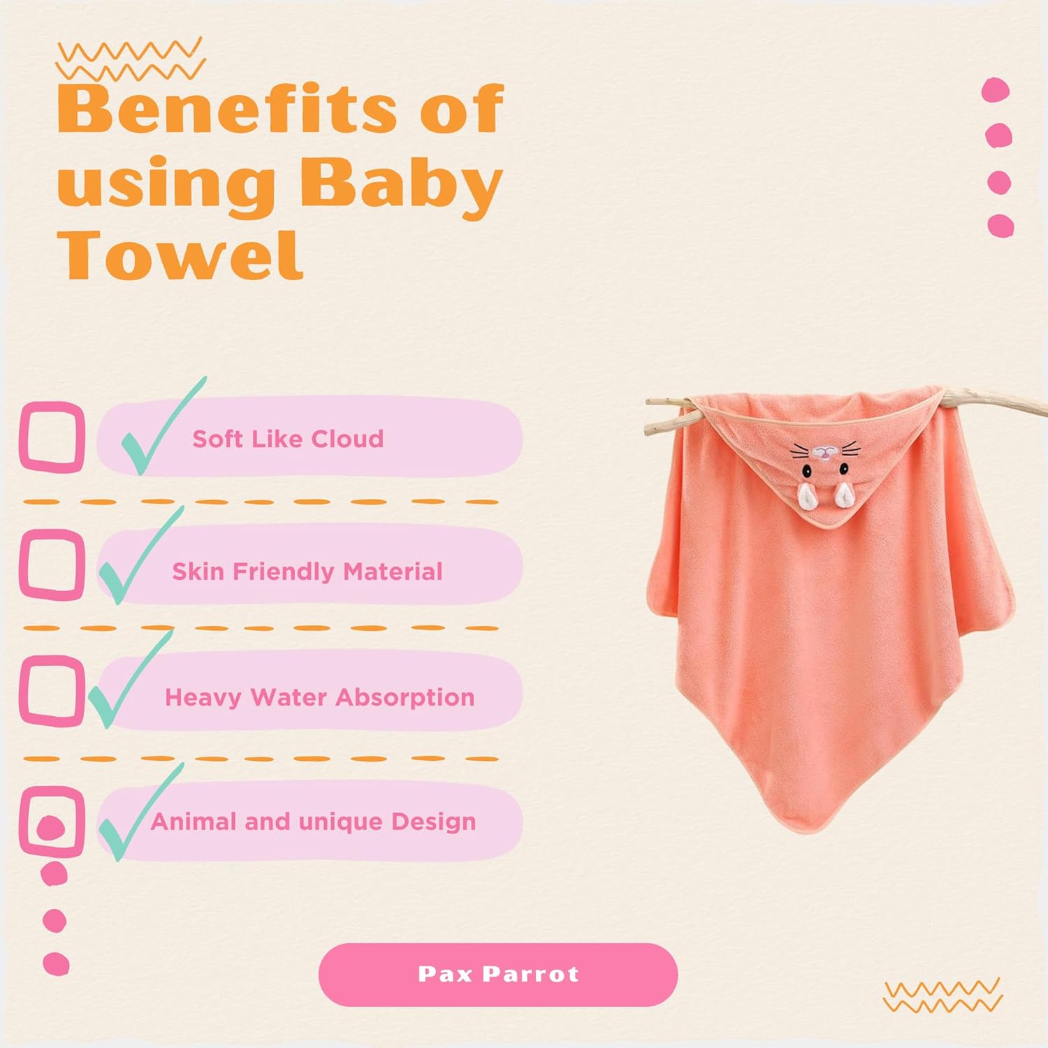 Hooded Baby Towels – 280 GSM Soft Cotton Bath Wraps