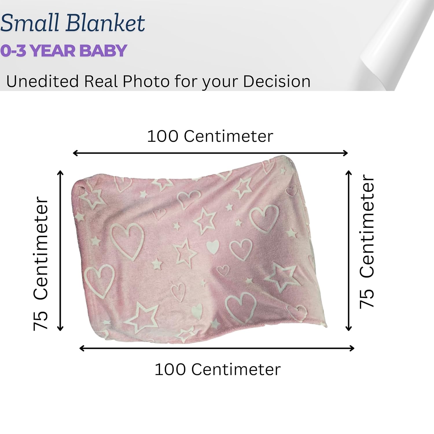 Stars & Hearts Design Small Night Glow Baby Blanket for Kids