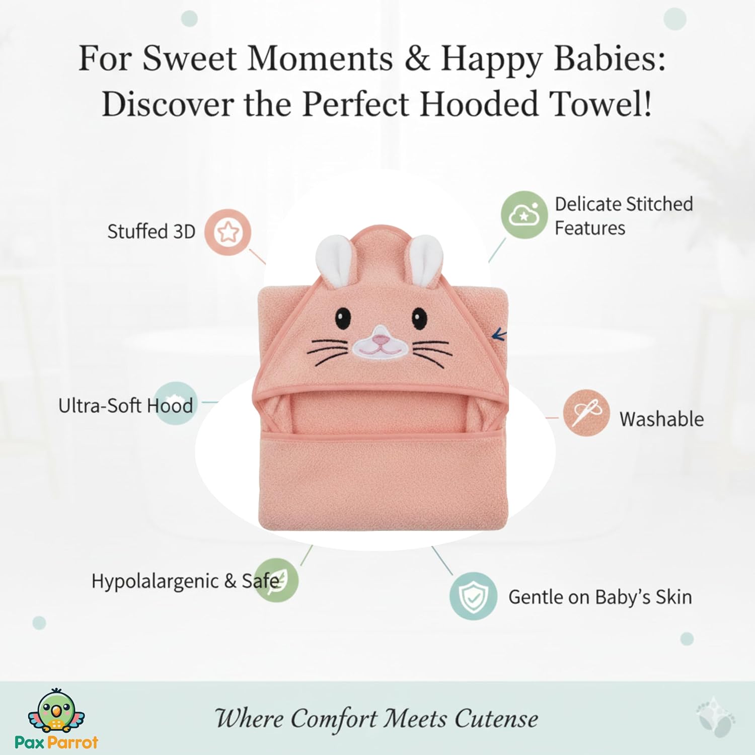 Hooded Baby Towels – 280 GSM Soft Cotton Bath Wraps