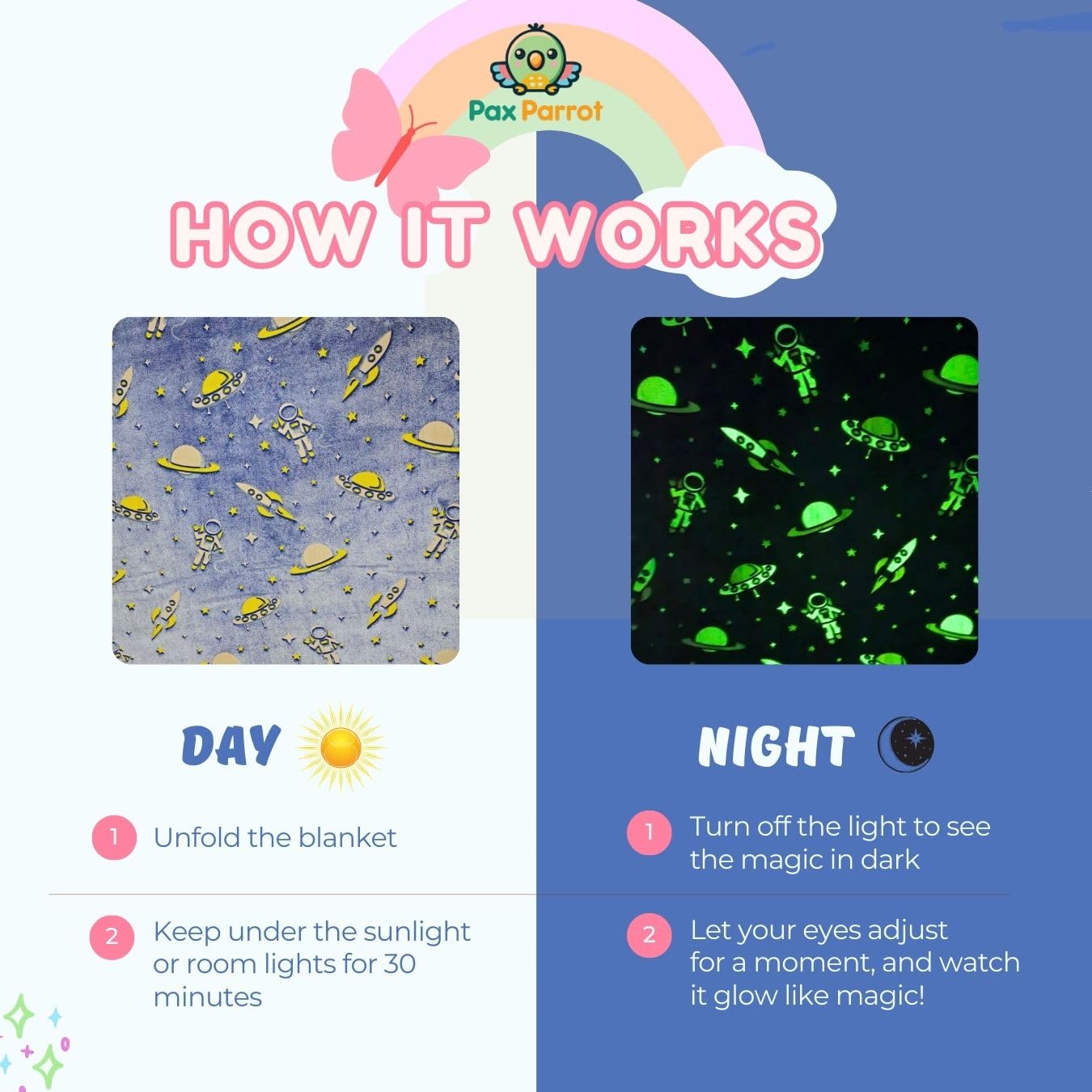 Small Night Glow Baby Blanket for Kids