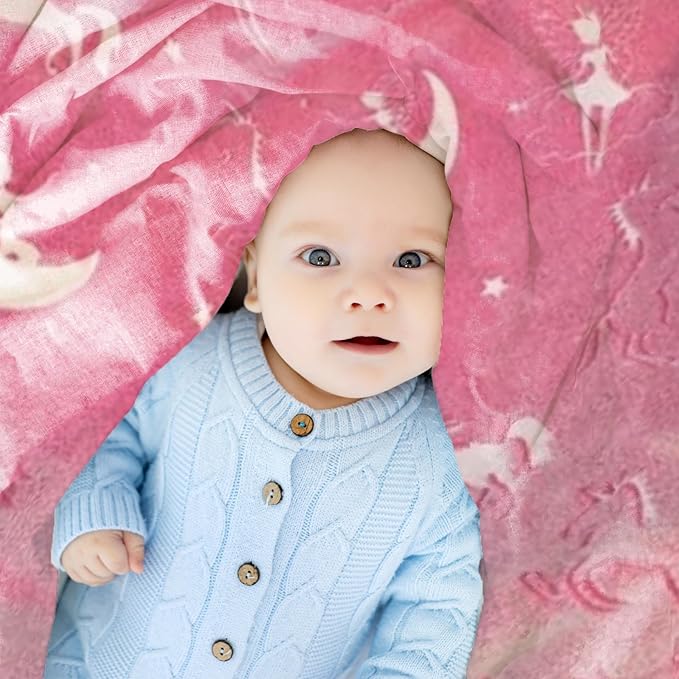 Unicorn Design Night Glow Baby Blanket for Kids