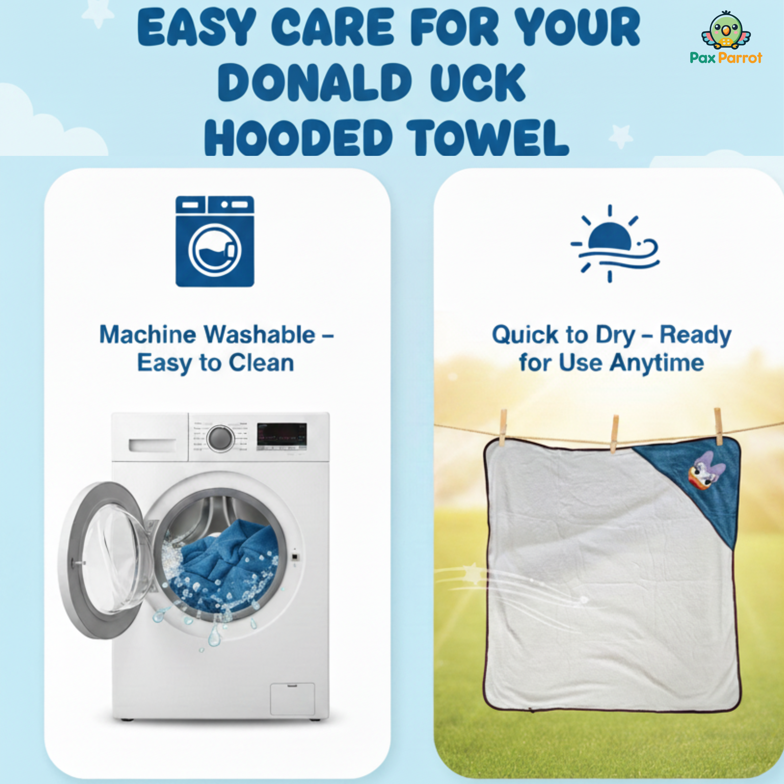 Disney Character Baby Hooded Towel – Soft 280 GSM Cotton Bath Wrap