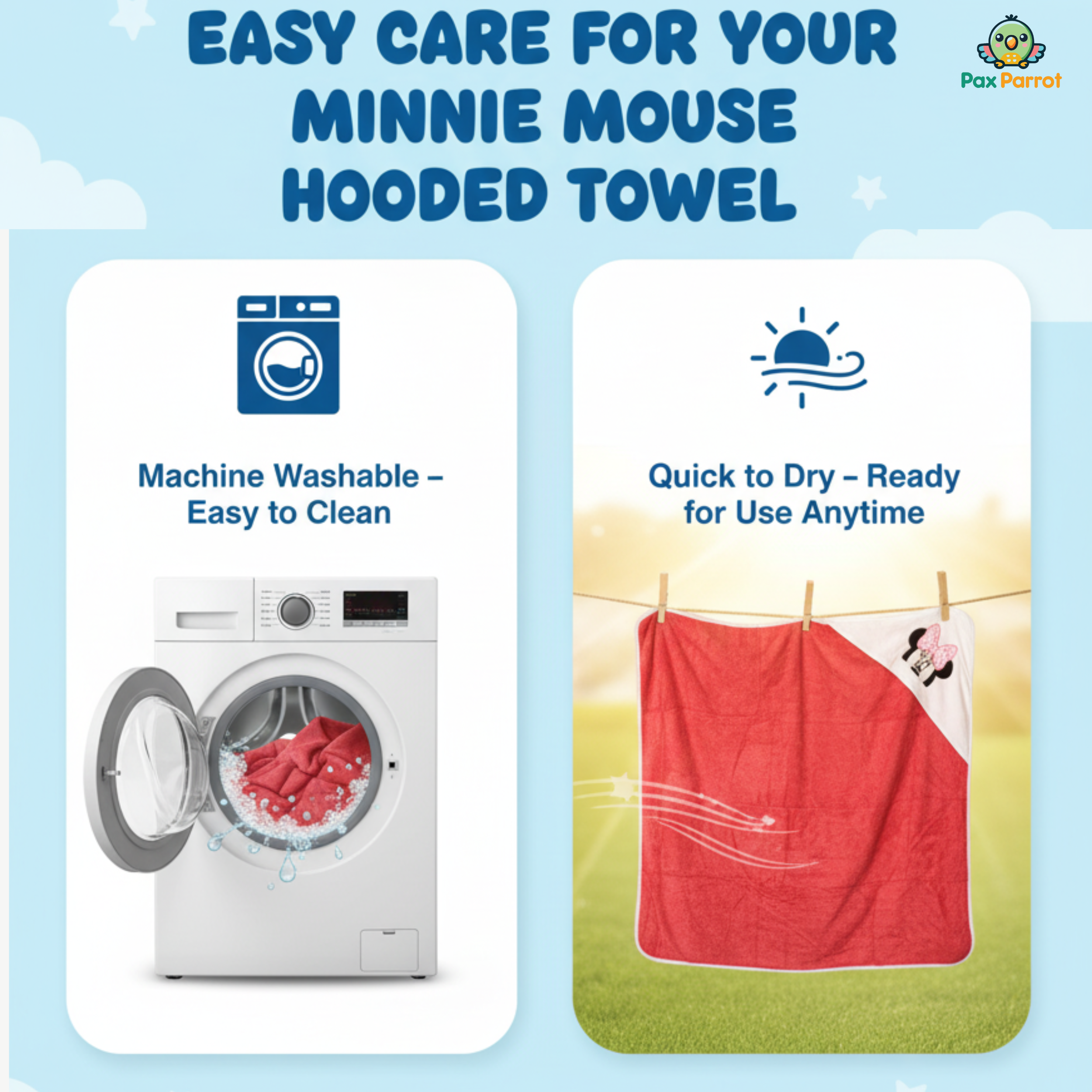 Disney Character Baby Hooded Towel – Soft 280 GSM Cotton Bath Wrap