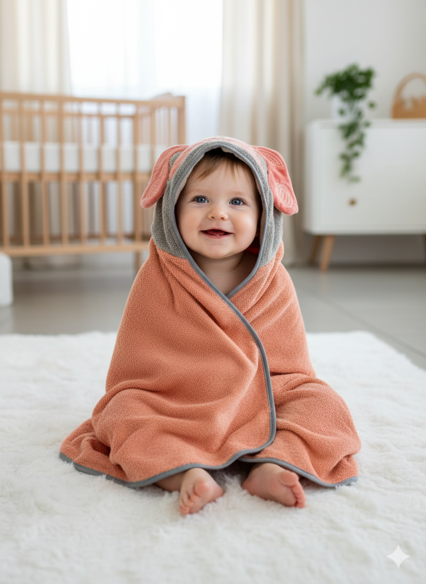 Baby Hooded Towel – Ultra Soft & Absorbent Cotton Bath Towel for Newborns