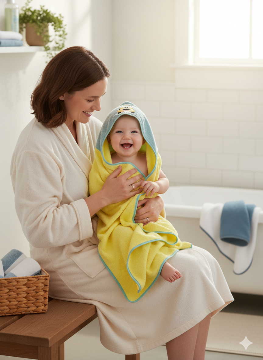 Disney Character Baby Hooded Towel – Soft 280 GSM Cotton Bath Wrap