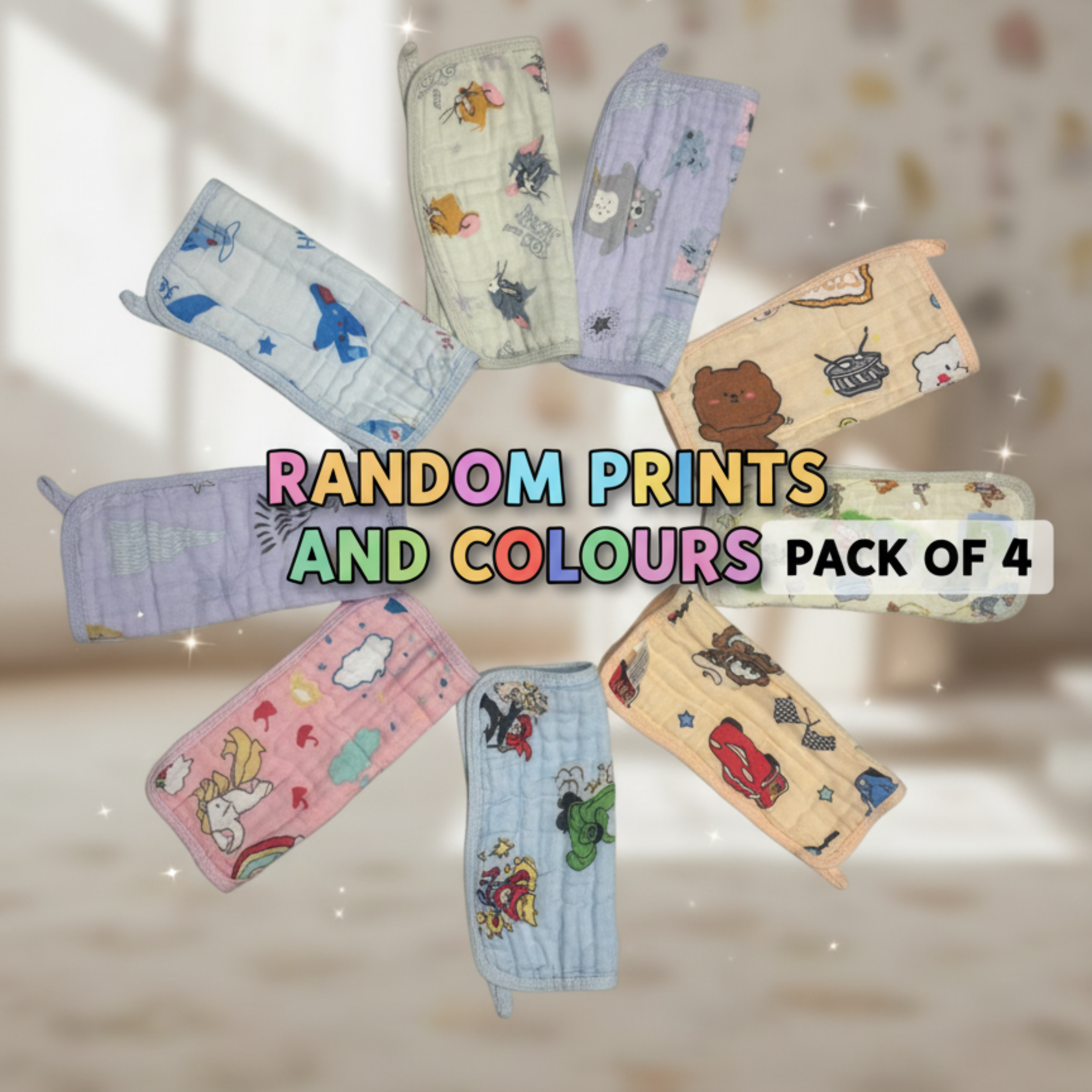 Muslin Cotton Face Towels for Babies – Soft & Breathable Muslin Napkins ( Pack of 4 )