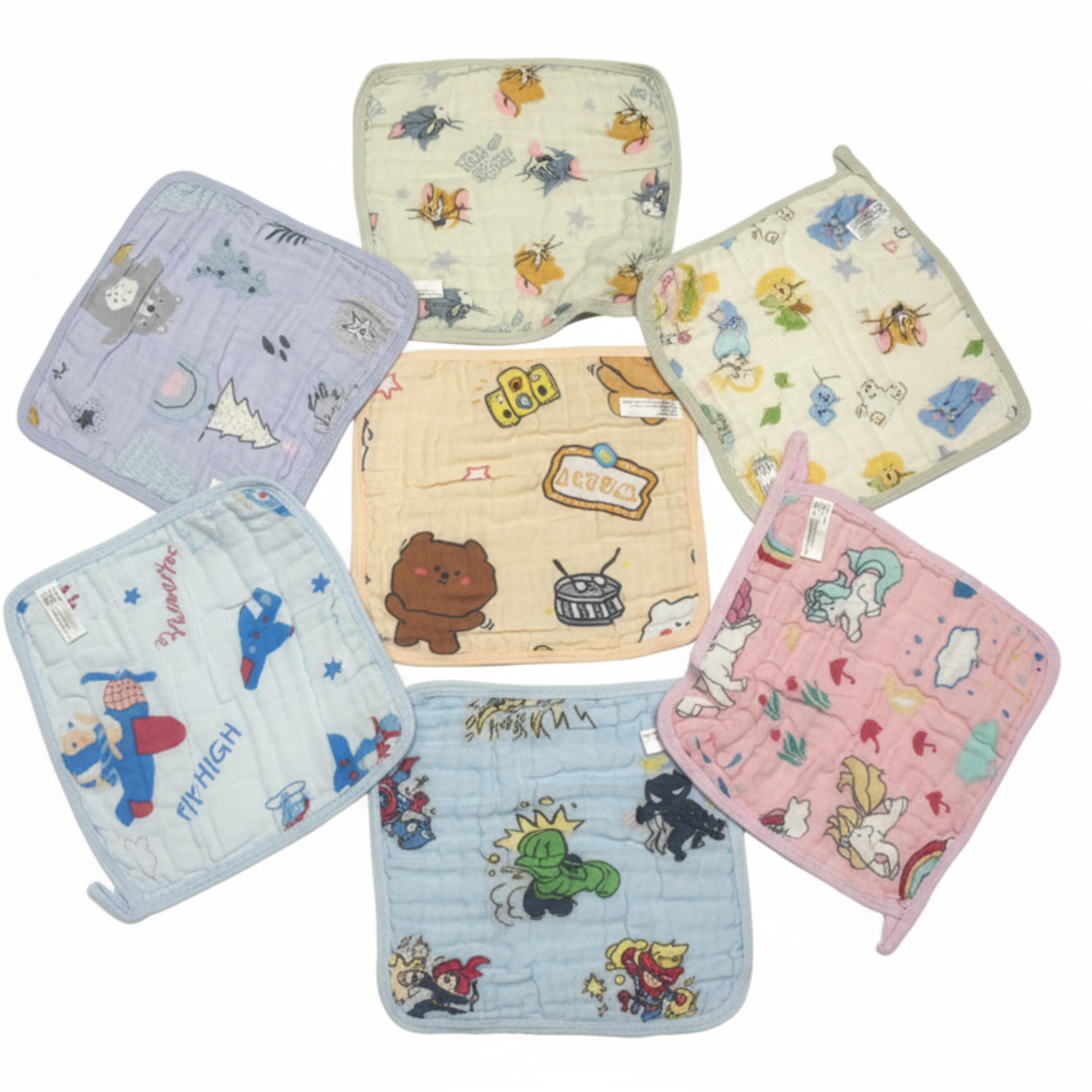 Muslin Cotton Face Towels for Babies – Premium 6-Layer Muslin Napkins ( Pack of 5 )