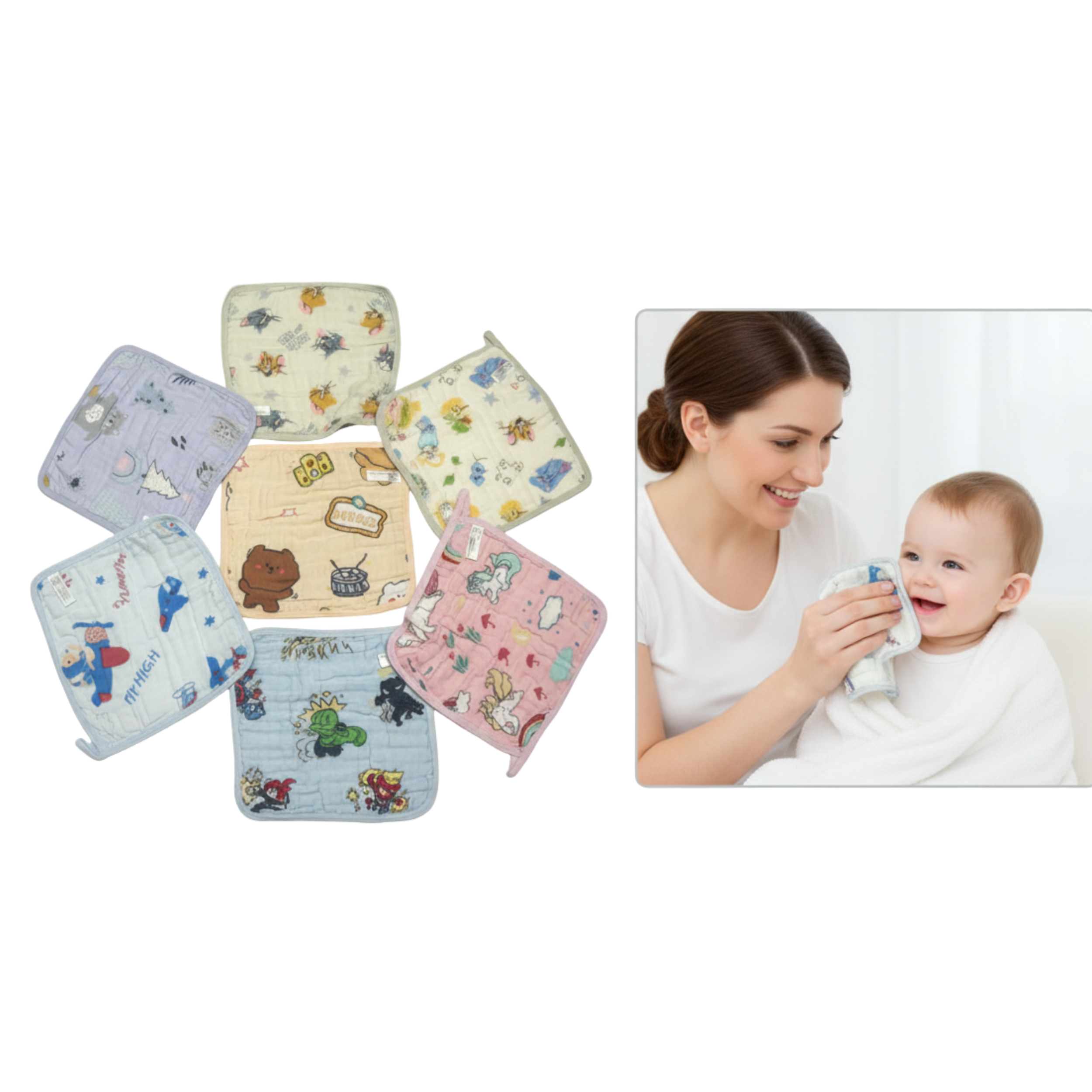 Muslin Cotton Face Towels for Babies – Soft & Breathable Muslin Napkins ( Pack of 4 )