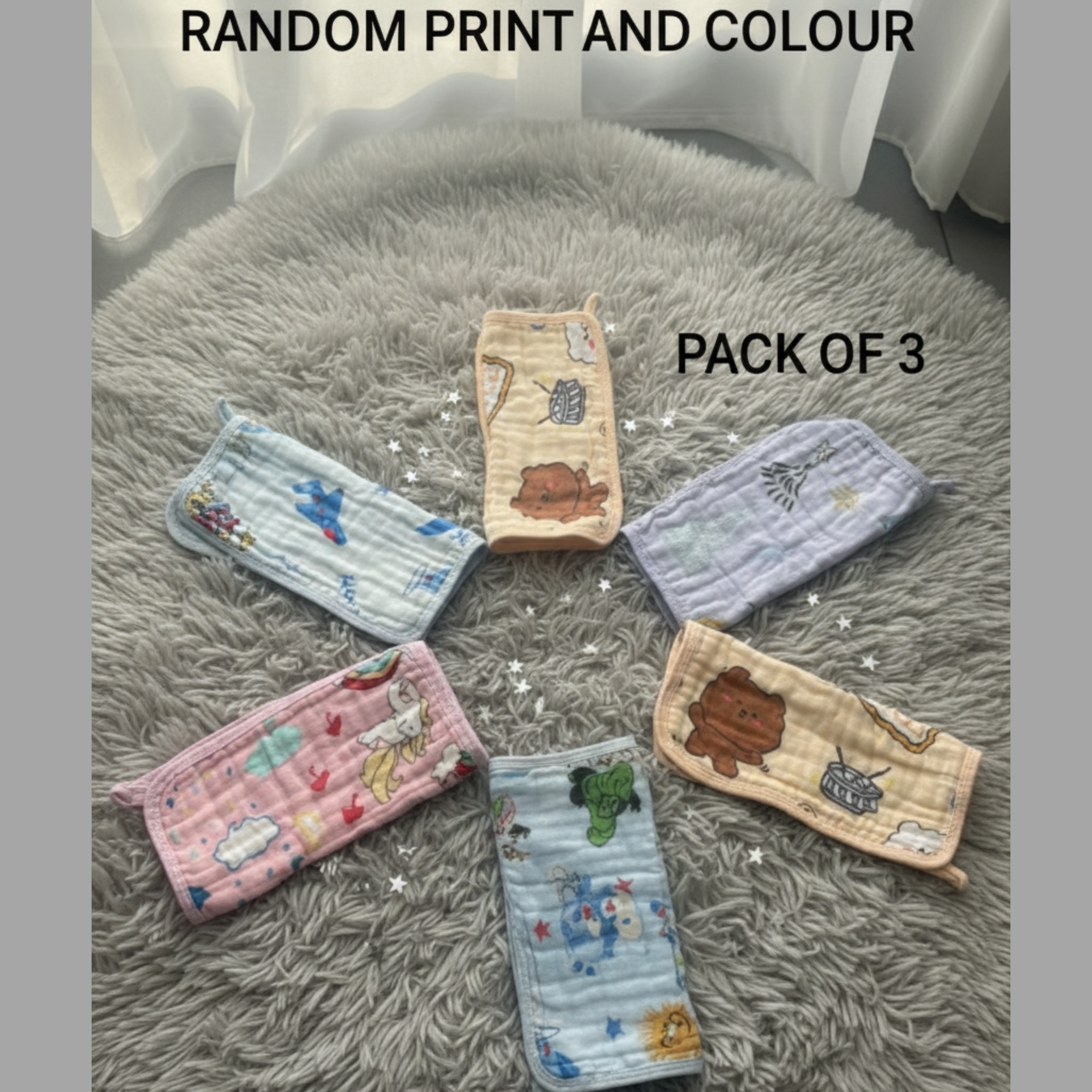 Muslin Cotton Face Towels for Babies – Ultra Soft 6-Layer Muslin Napkins ( Pack of 3 )