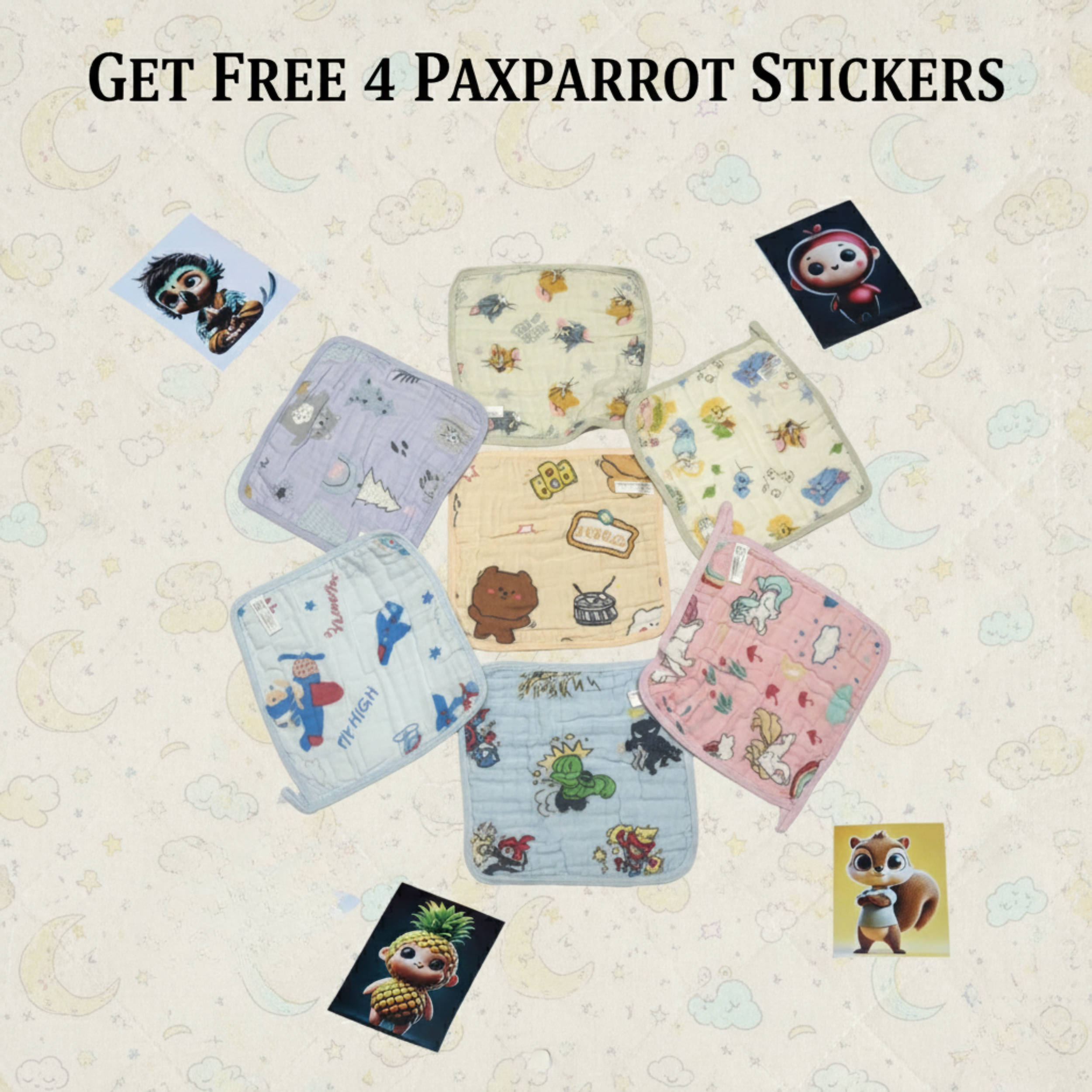 Muslin Cotton Face Towels for Babies – Premium 6-Layer Muslin Napkins ( Pack of 5 )