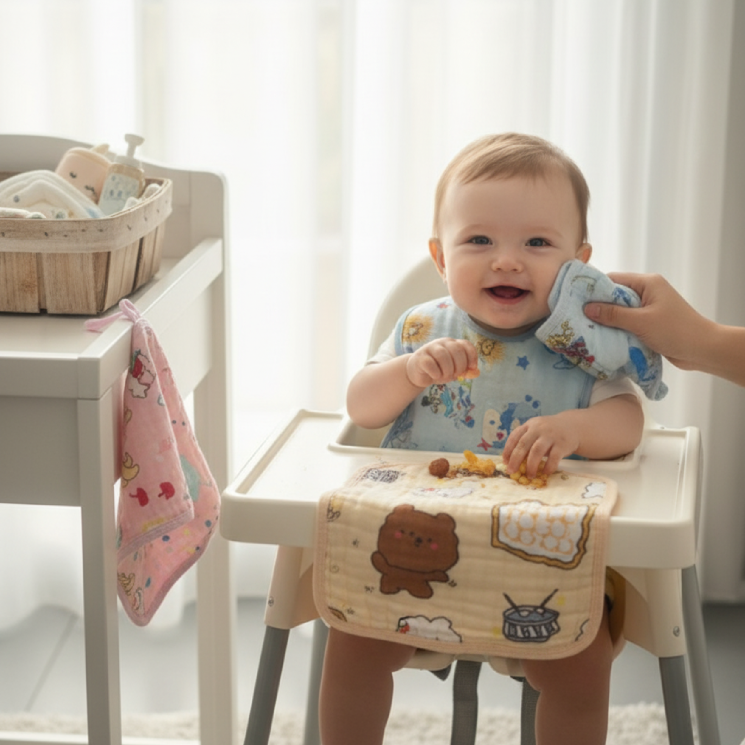 Muslin Cotton Face Towels for Babies – Premium 6-Layer Muslin Napkins ( Pack of 5 )