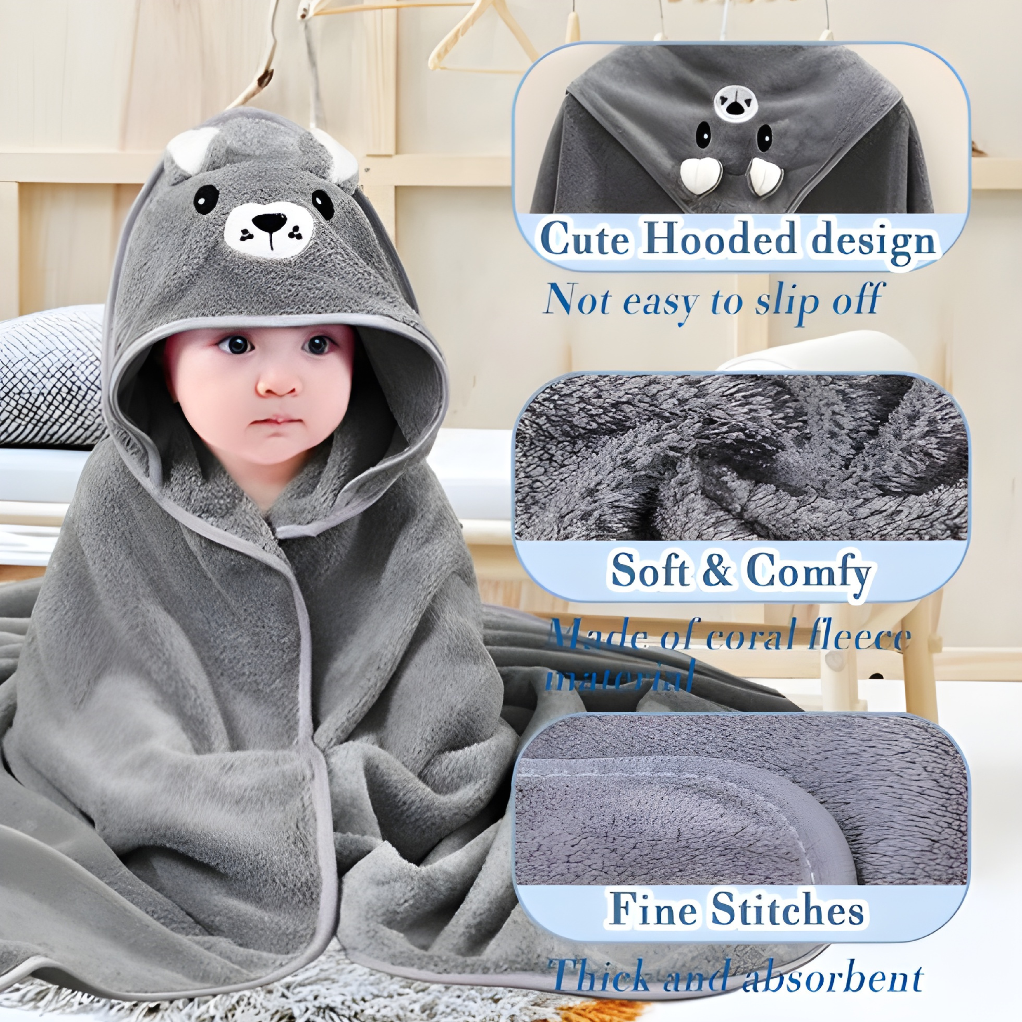 Hooded Baby Towels – 280 GSM Soft Cotton Bath Wraps