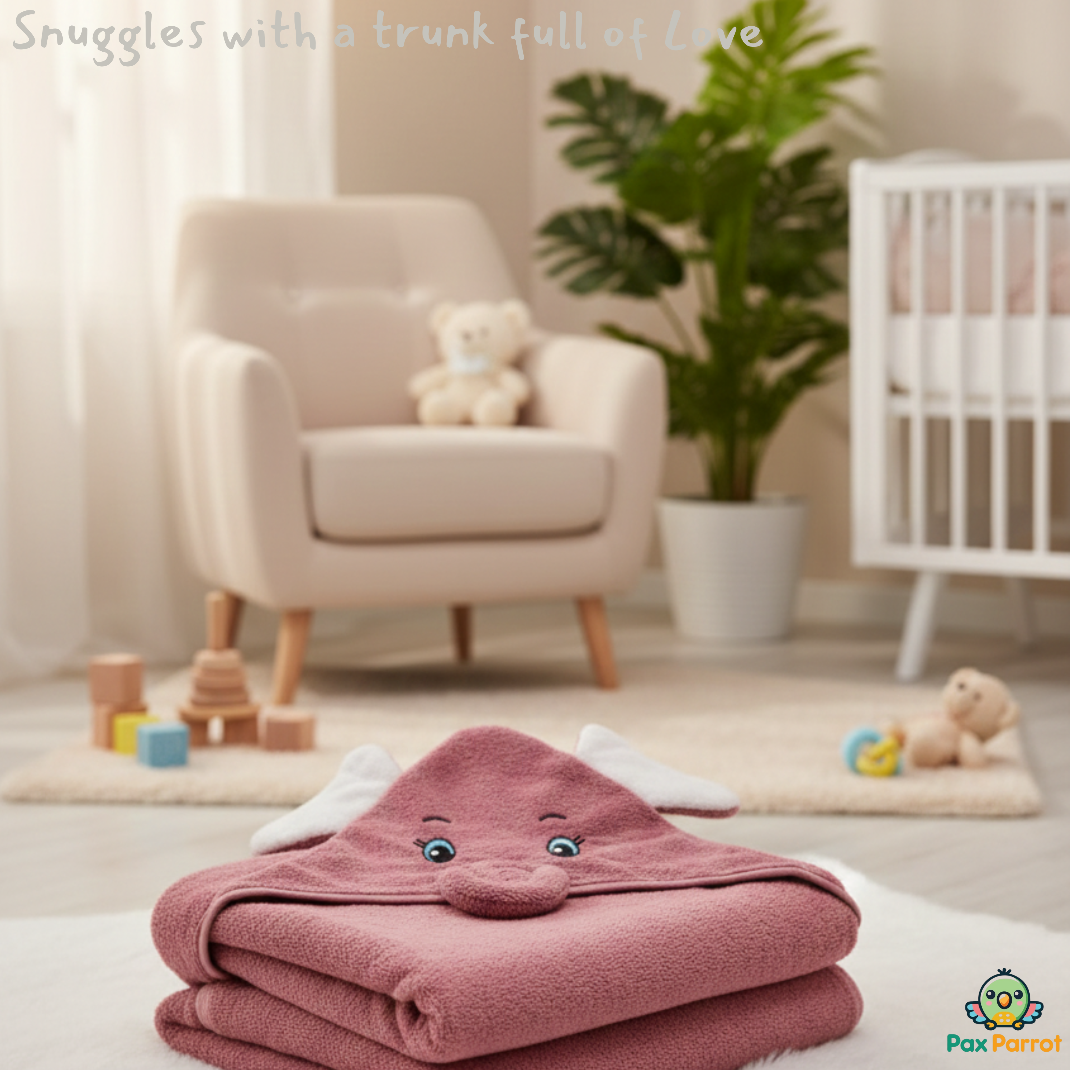 Baby Hooded Towel Wrap with Cute Elephant Design | Soft & Absorbent Baby Bath Towel Blanket | Warm Swaddle Towel for Newborns & Infants | Gentle & Skin-Friendly Baby Wrap (Purple)