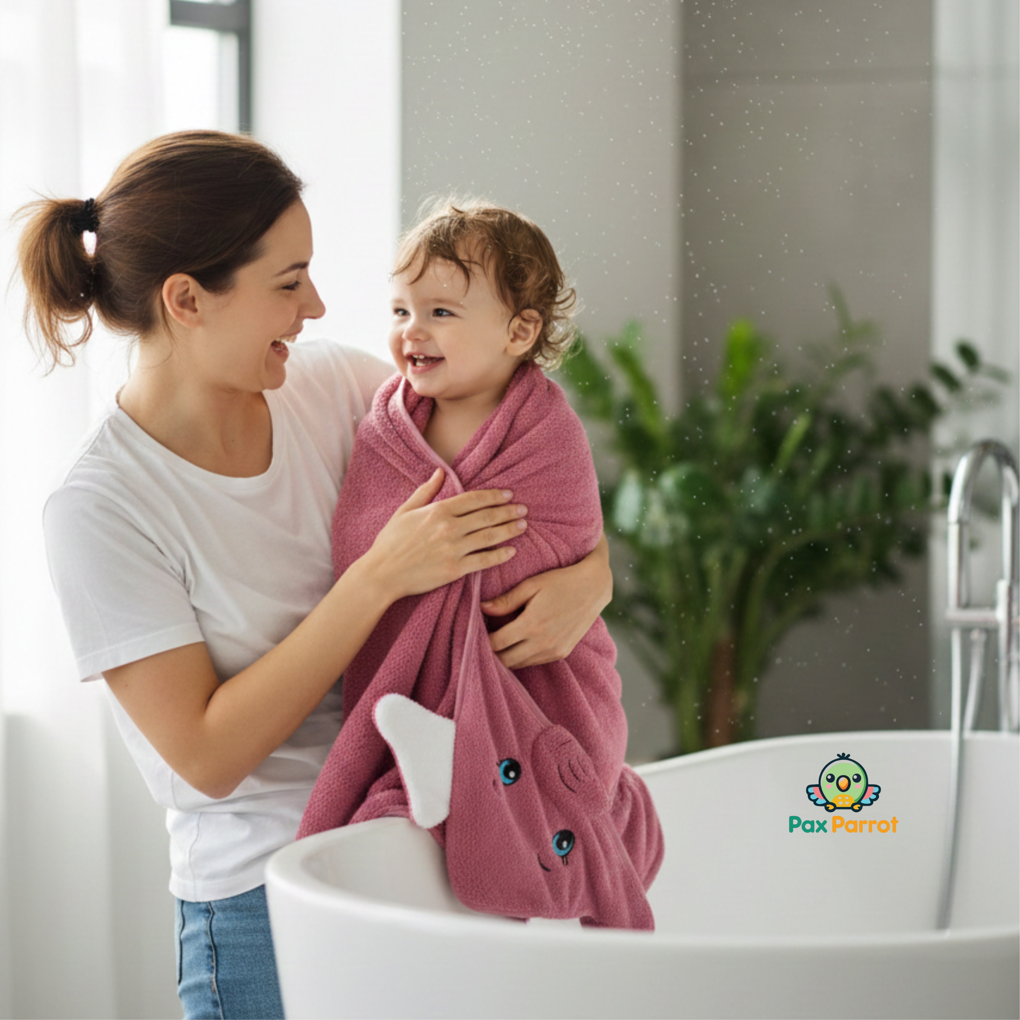 Baby Hooded Towel Wrap with Cute Elephant Design | Soft & Absorbent Baby Bath Towel Blanket | Warm Swaddle Towel for Newborns & Infants | Gentle & Skin-Friendly Baby Wrap (Purple)