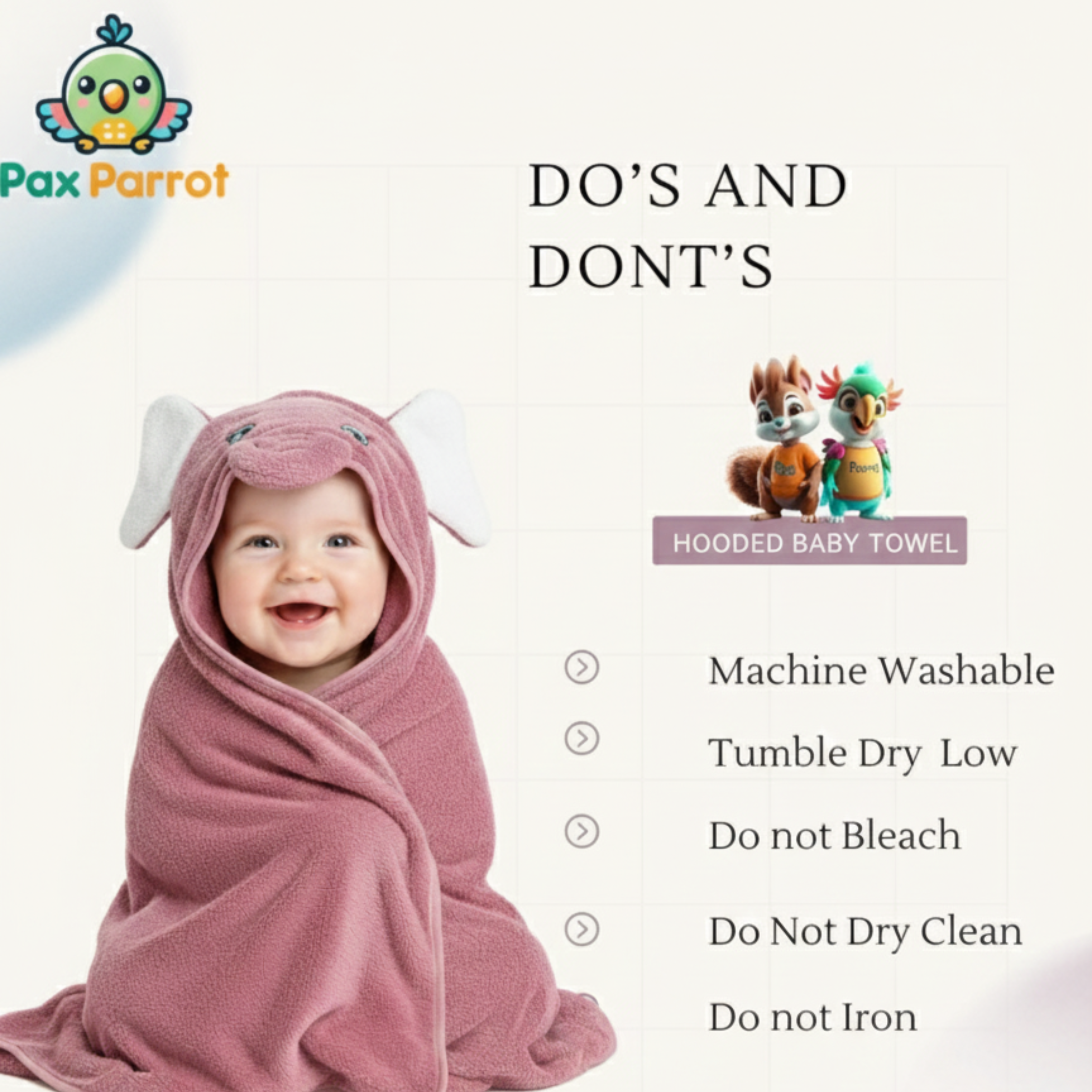 Baby Hooded Towel Wrap with Cute Elephant Design | Soft & Absorbent Baby Bath Towel Blanket | Warm Swaddle Towel for Newborns & Infants | Gentle & Skin-Friendly Baby Wrap (Purple)