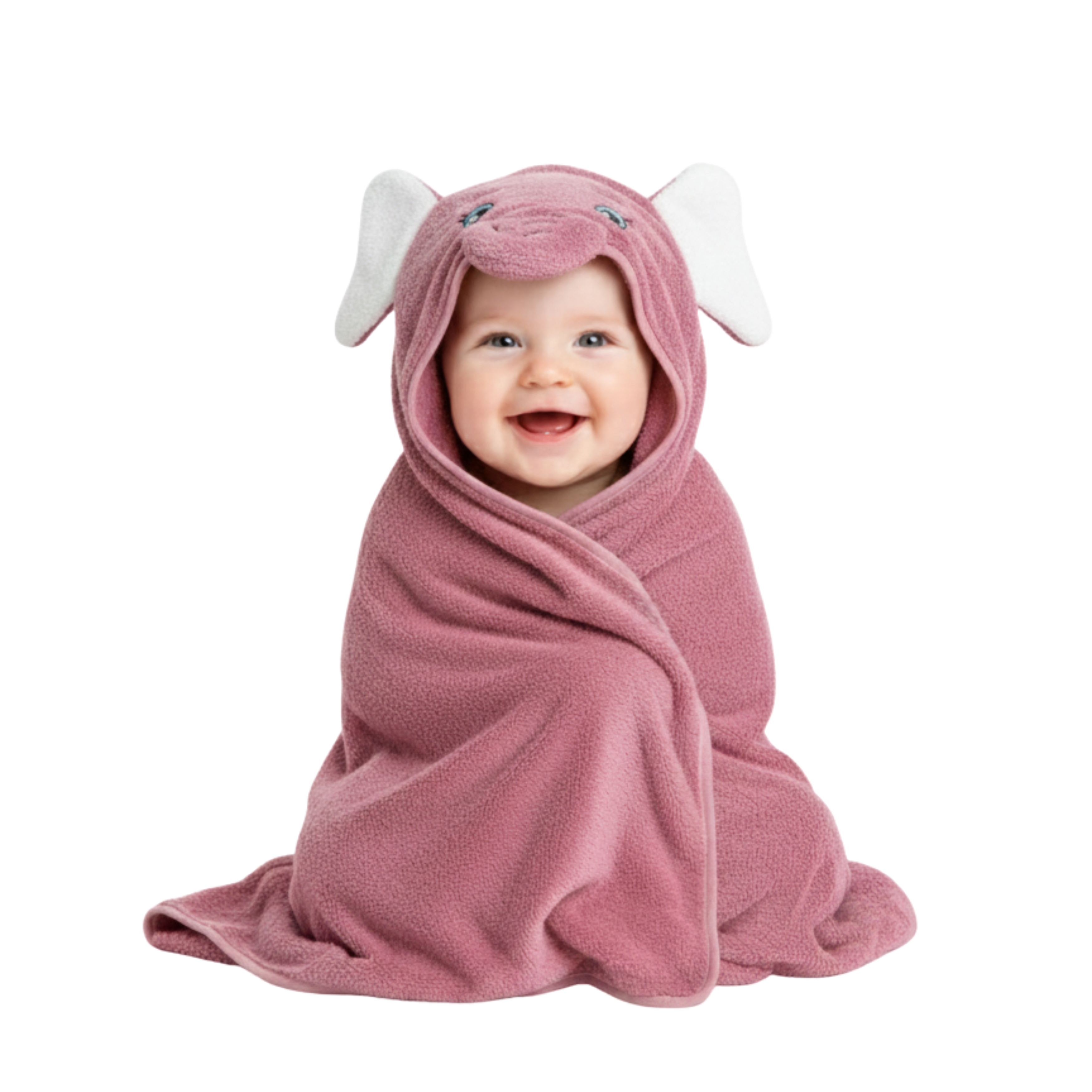 Baby Hooded Towel Wrap with Cute Elephant Design | Soft & Absorbent Baby Bath Towel Blanket | Warm Swaddle Towel for Newborns & Infants | Gentle & Skin-Friendly Baby Wrap (Purple)