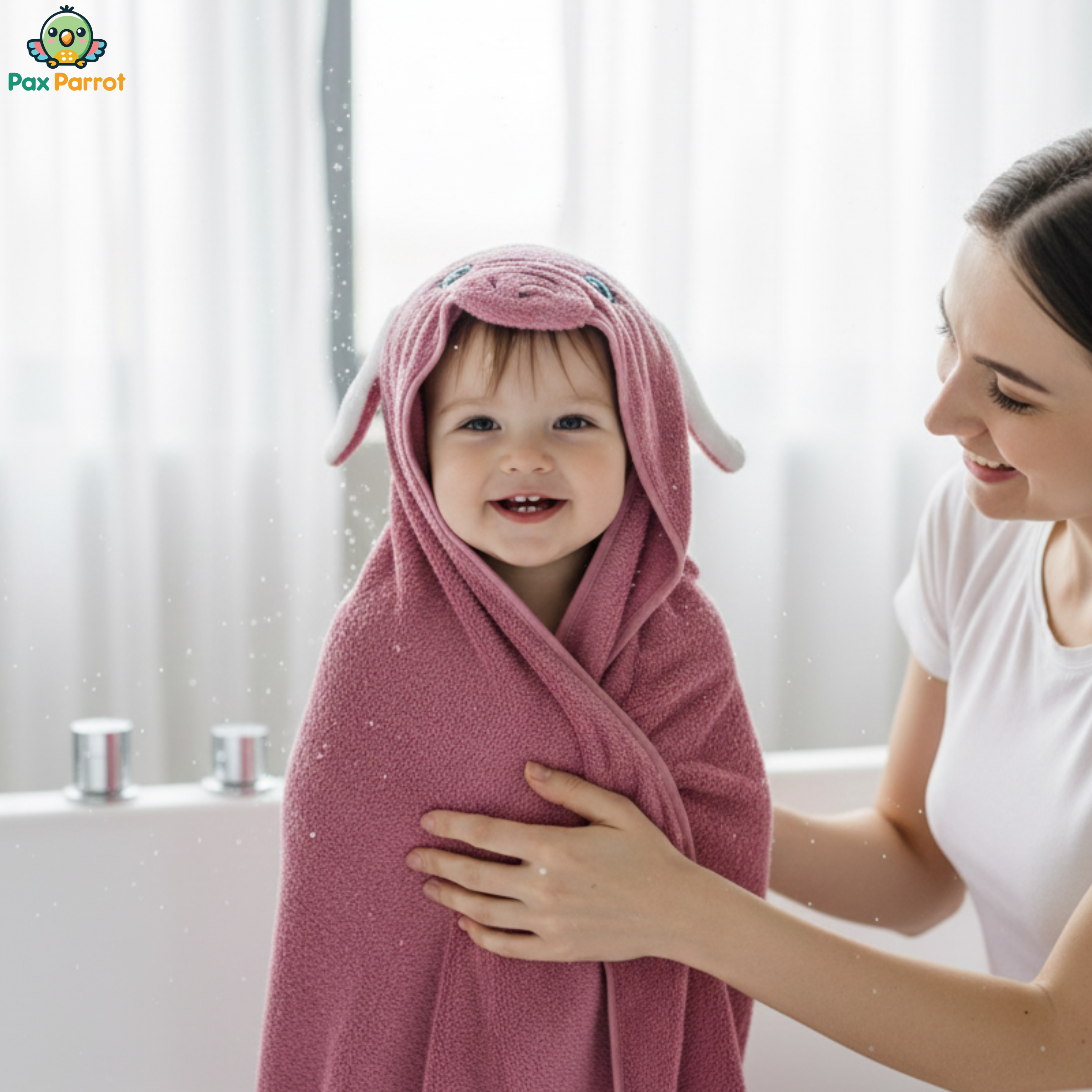 Baby Hooded Towel Wrap with Cute Elephant Design | Soft & Absorbent Baby Bath Towel Blanket | Warm Swaddle Towel for Newborns & Infants | Gentle & Skin-Friendly Baby Wrap (Purple)