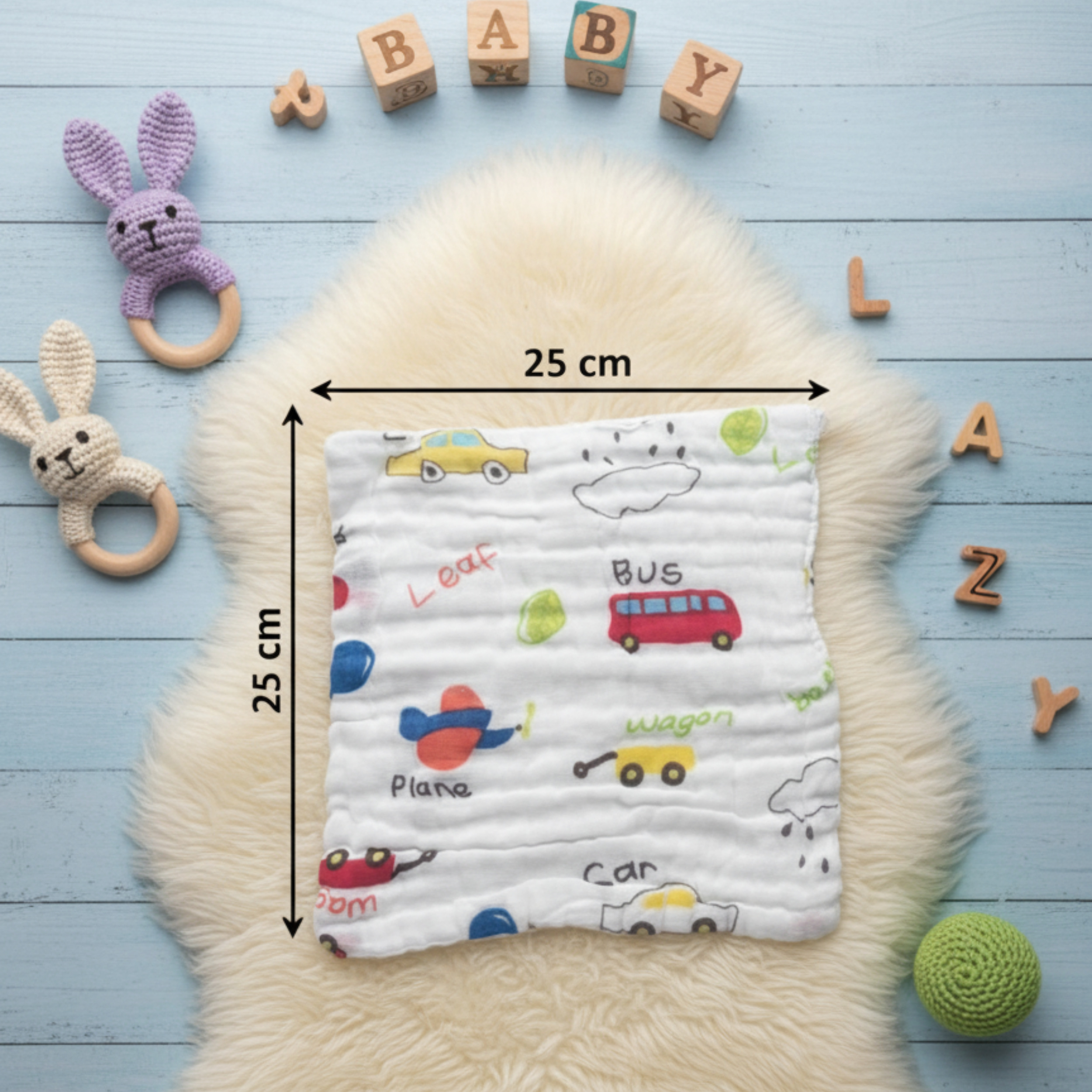 Muslin Cotton Face Towels (Pack of 3) – Ultra Soft 6-Layer Muslin Napkins for Babies