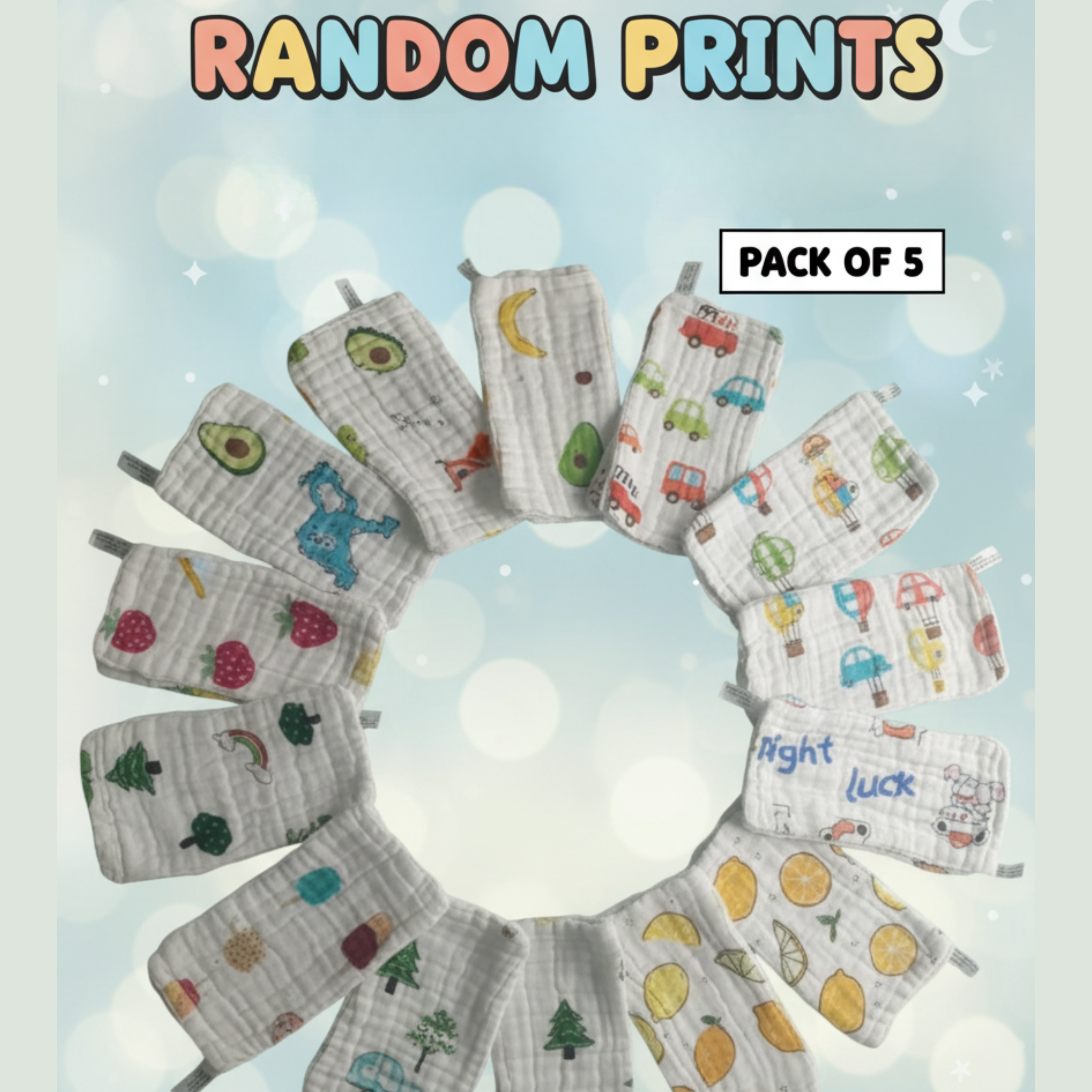 Muslin Cotton Face Towels (Pack of 5) – Premium 6-Layer Muslin Napkins for Babies & Toddlers